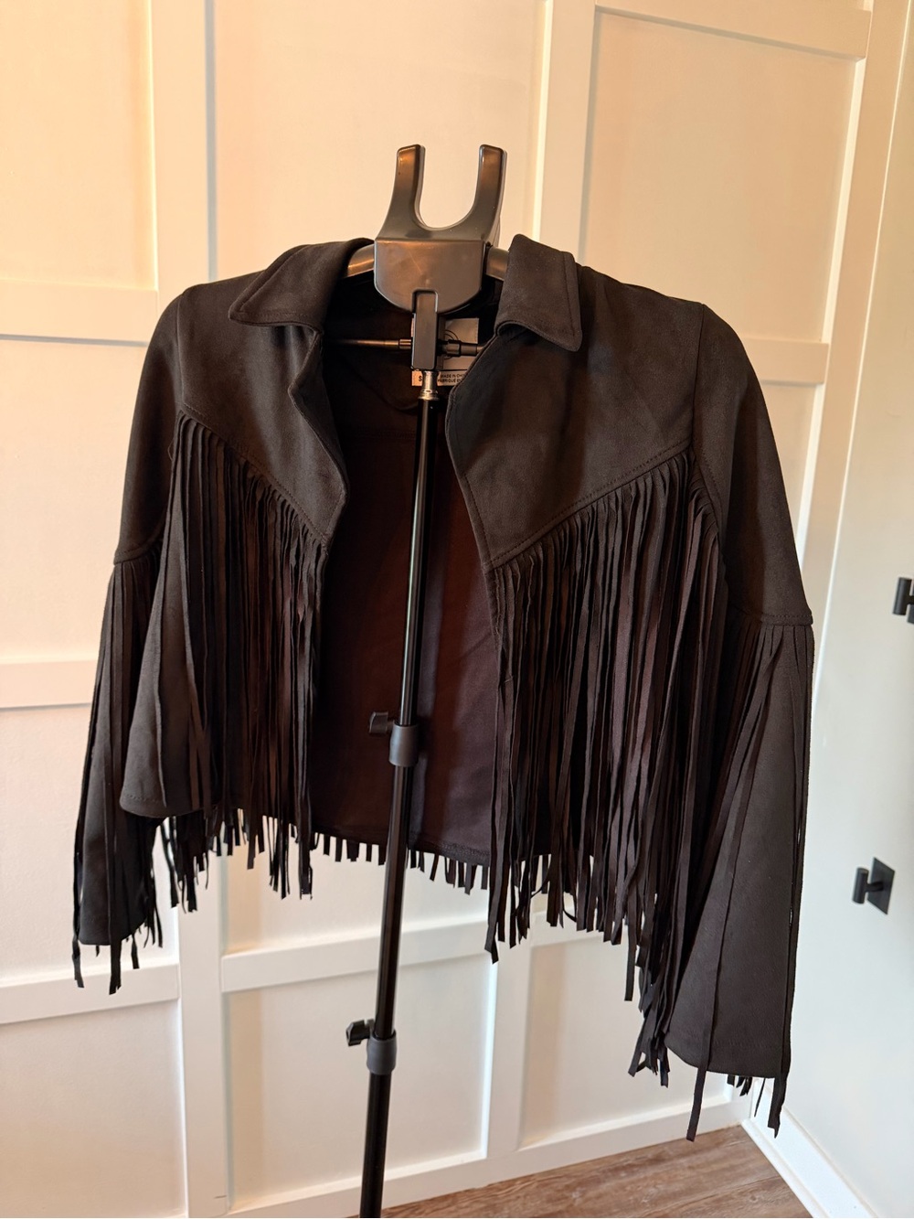 Stoosh Black Faux Suede Fringe Jacket | Western Boho | Size Small